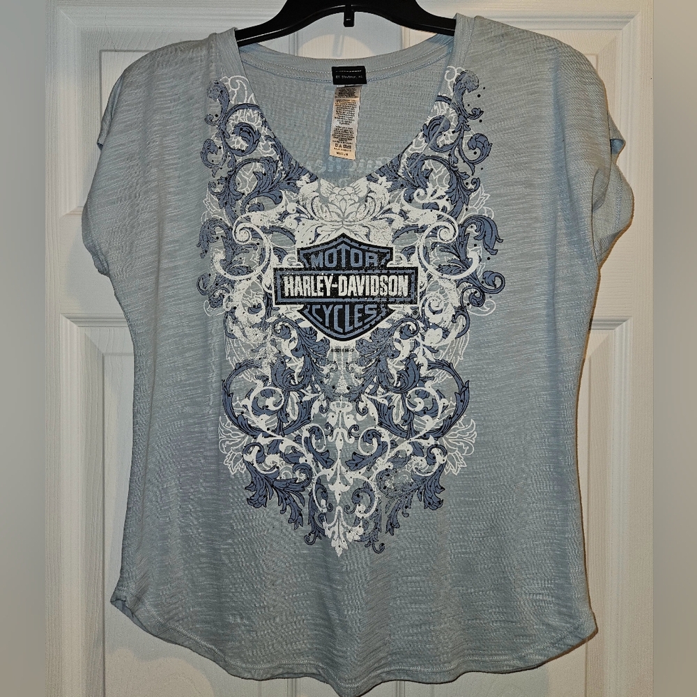 Harley Davidson Short Sleeve V-Neck T-Shirt - Womens Med
